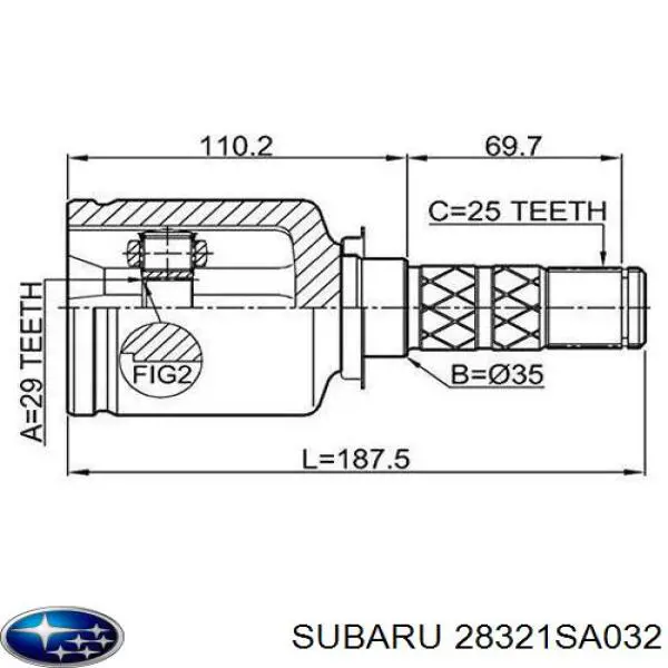 Semieixo (acionador) dianteiro Subaru 28321SA032 preço, a partir de 203,93 USD