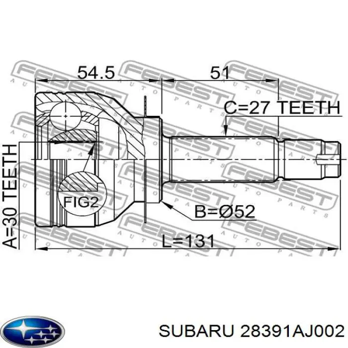 28391AJ002 Subaru Junta homocinética externa dianteira