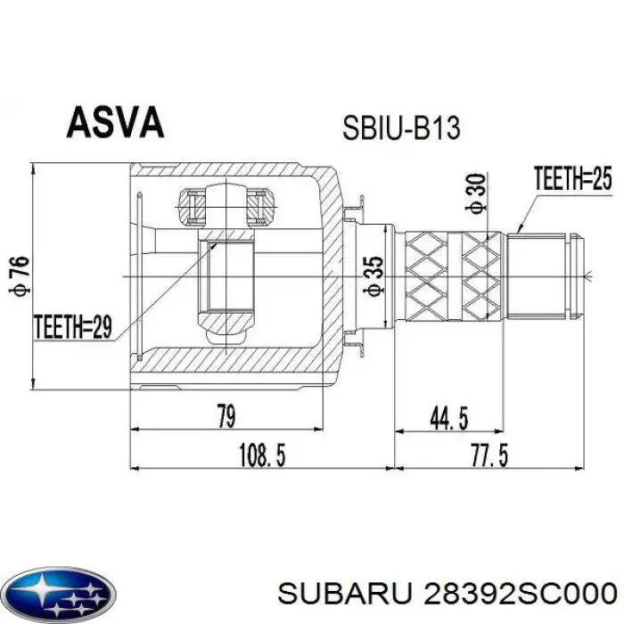 Compre 28392SC000 Subaru Junta homocinética interna dianteira
