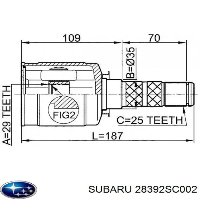 28392SC002 Subaru Junta homocinética interna dianteira
