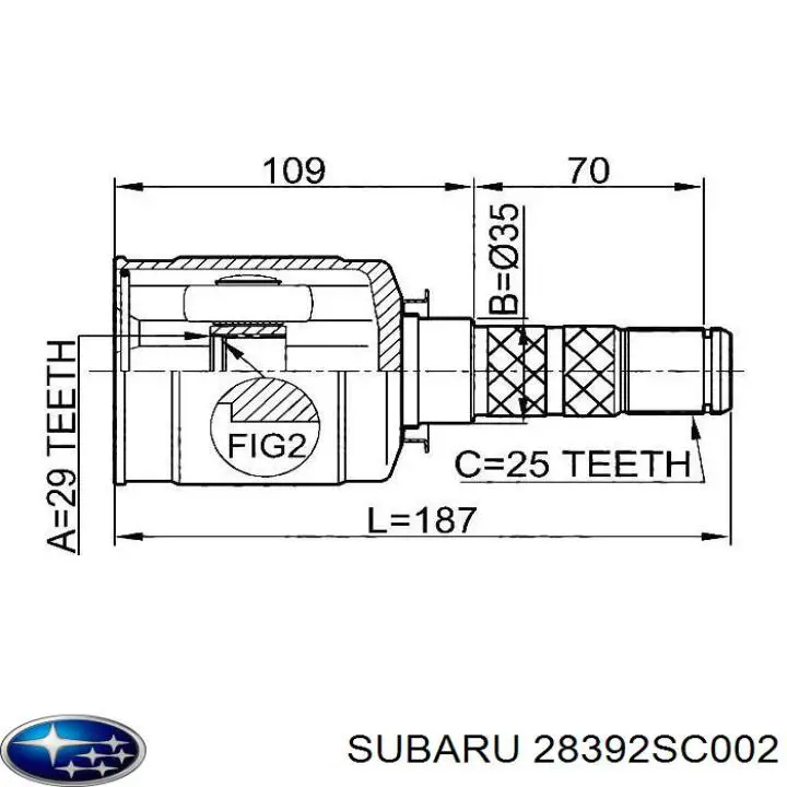 Junta homocinética interna dianteira Subaru 28392SC002 preço, a partir de 49,32 USD