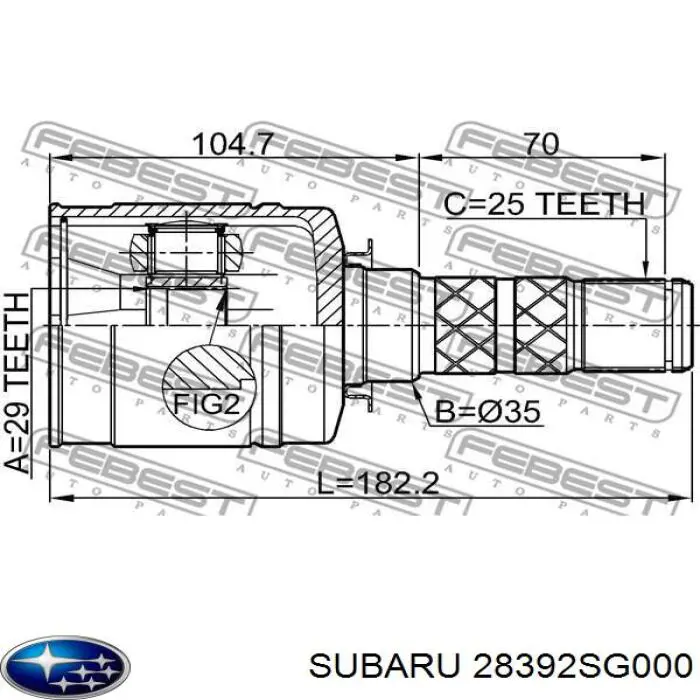 28392SG000 Subaru Junta homocinética interna dianteira