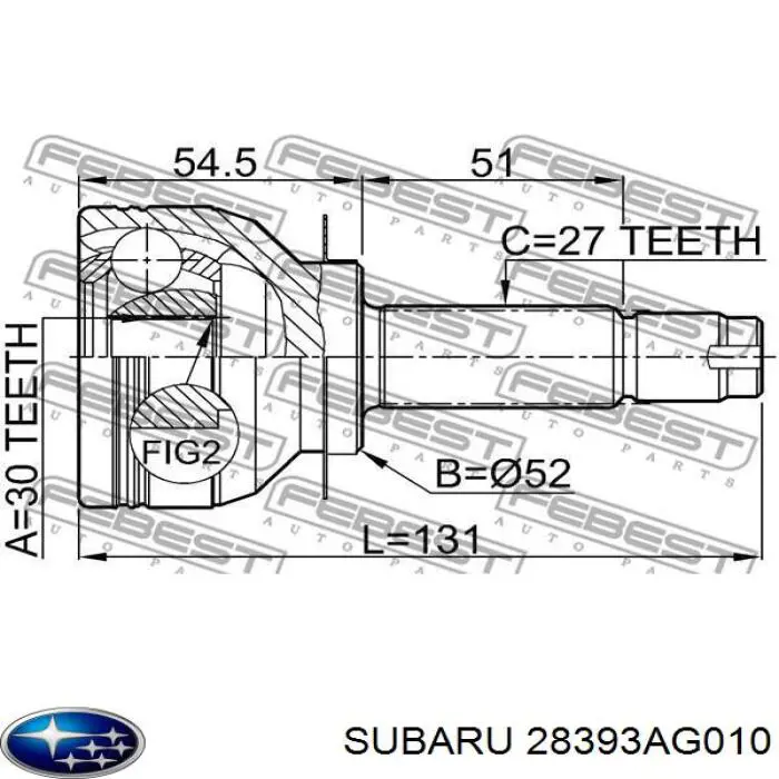 Compre 28393AG010 Subaru Junta homocinética externa dianteira