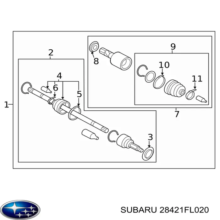 Semieixo traseiro Subaru 28421FL020 preço, a partir de 117,58 USD