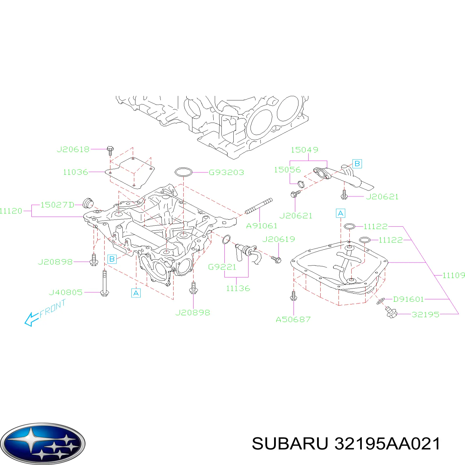 32195AA021 Subaru Tampão de panela de motor