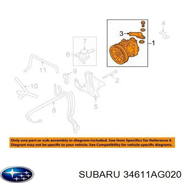 34611AG020 Subaru Mangueira da Direção hidrâulica assistida de pressão baixa, desde o tanque até a bomba