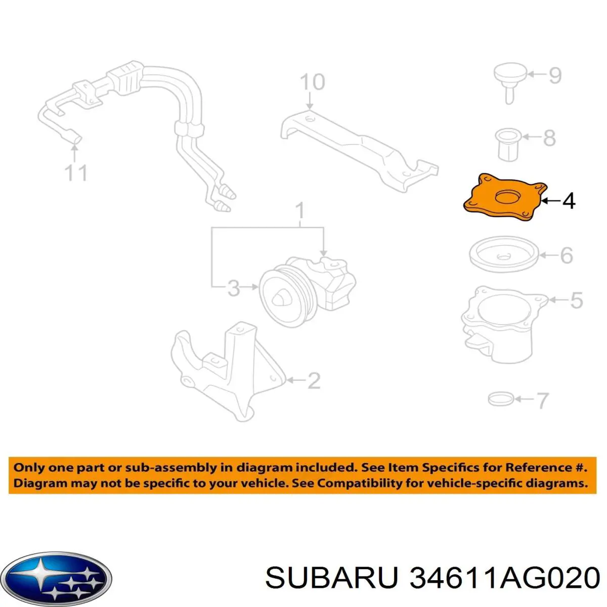 Mangueira da Direção hidrâulica assistida de pressão baixa, desde o tanque até a bomba Subaru 34611AG020 preço, a partir de 55,31 USD