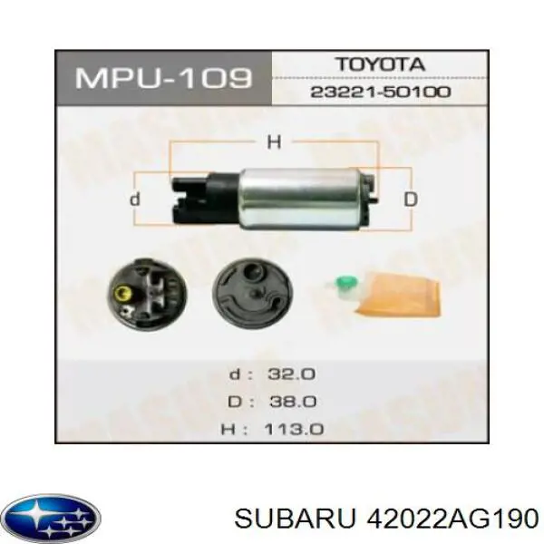 Bomba de combustível elétrica submersível Subaru 42022AG190 preço, a partir de 21,15 USD