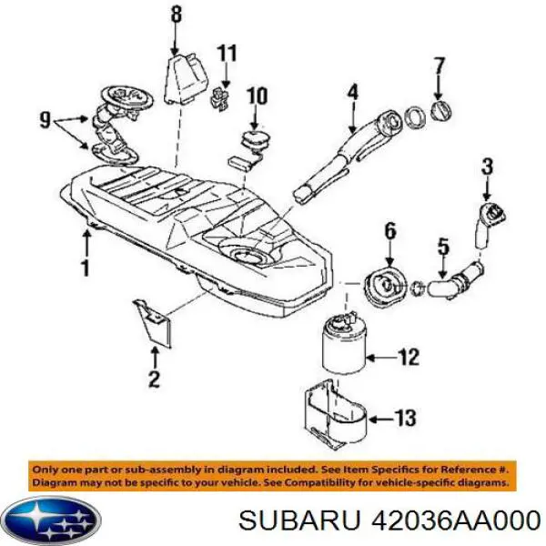 Adsorvedor dos vapores de combustível Subaru 42036AA000 preço, a partir de 54,51 USD