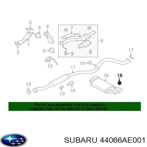 44066AE001 Subaru Coxim de fixação do silenciador
