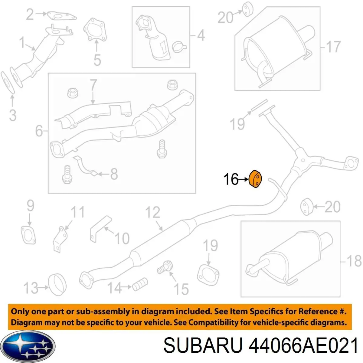 44066AE021 Subaru Coxim de fixação do silenciador