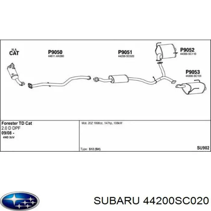 Silenciador, parte central Subaru 44200AG170 preço, a partir de 122,95 USD