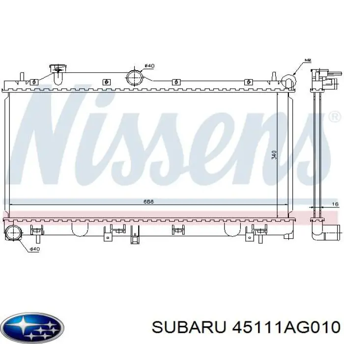 Radiador de esfriamento de motor Subaru 45111AG010 preço, a partir de 107,97 USD