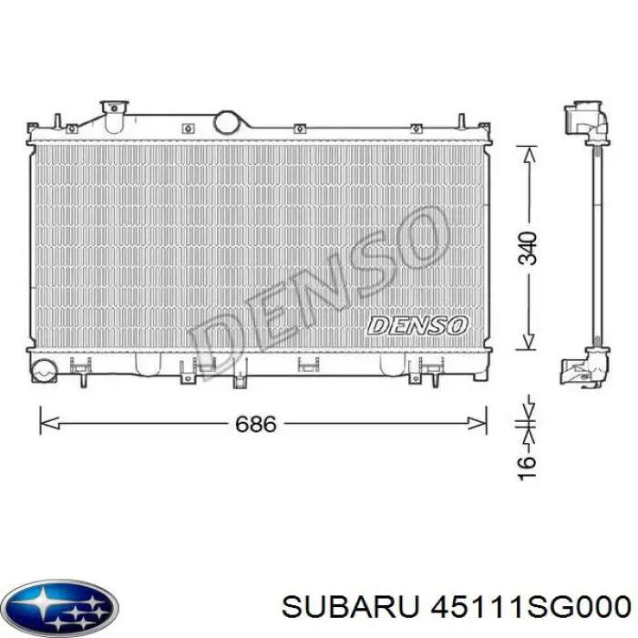 45111SG000 Subaru Radiador de esfriamento de motor