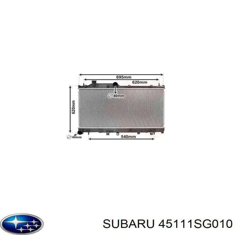 45111SG010 Subaru Radiador de esfriamento de motor