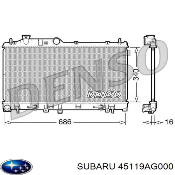 45119AG000 Subaru Radiador de esfriamento de motor
