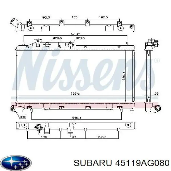 Radiador de esfriamento de motor Subaru 45119AG080 preço, a partir de 151,53 USD