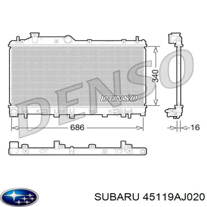 45119AJ020 Subaru Radiador de esfriamento de motor