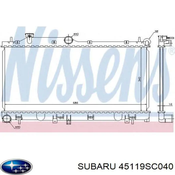 Radiador de esfriamento de motor 45119SC040 Subaru