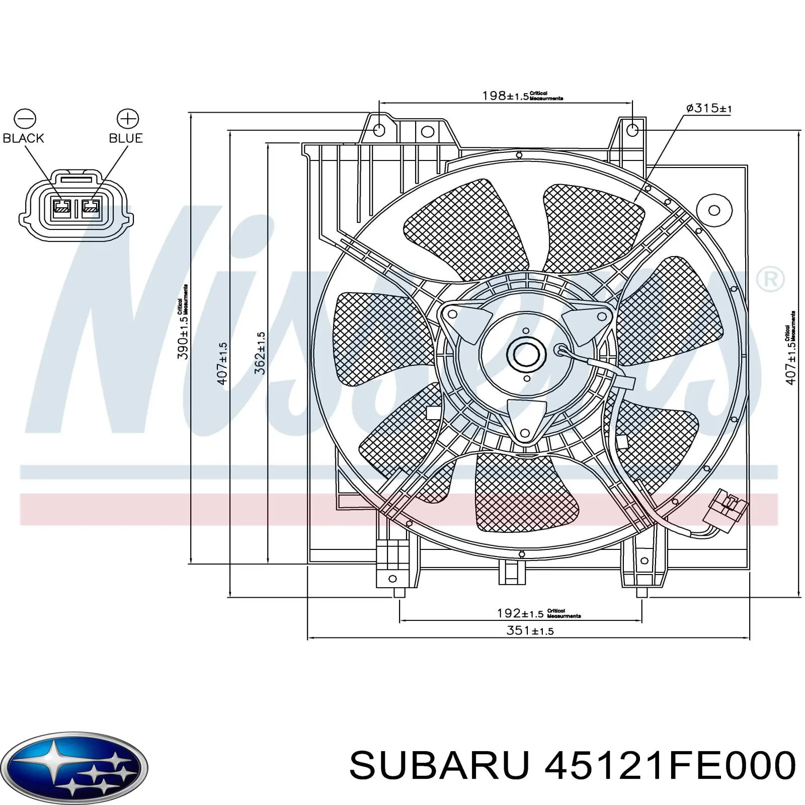 Ventilador (roda de aletas) do radiador de esfriamento esquerdo Subaru 45121FE000 preço, a partir de 88,57 USD