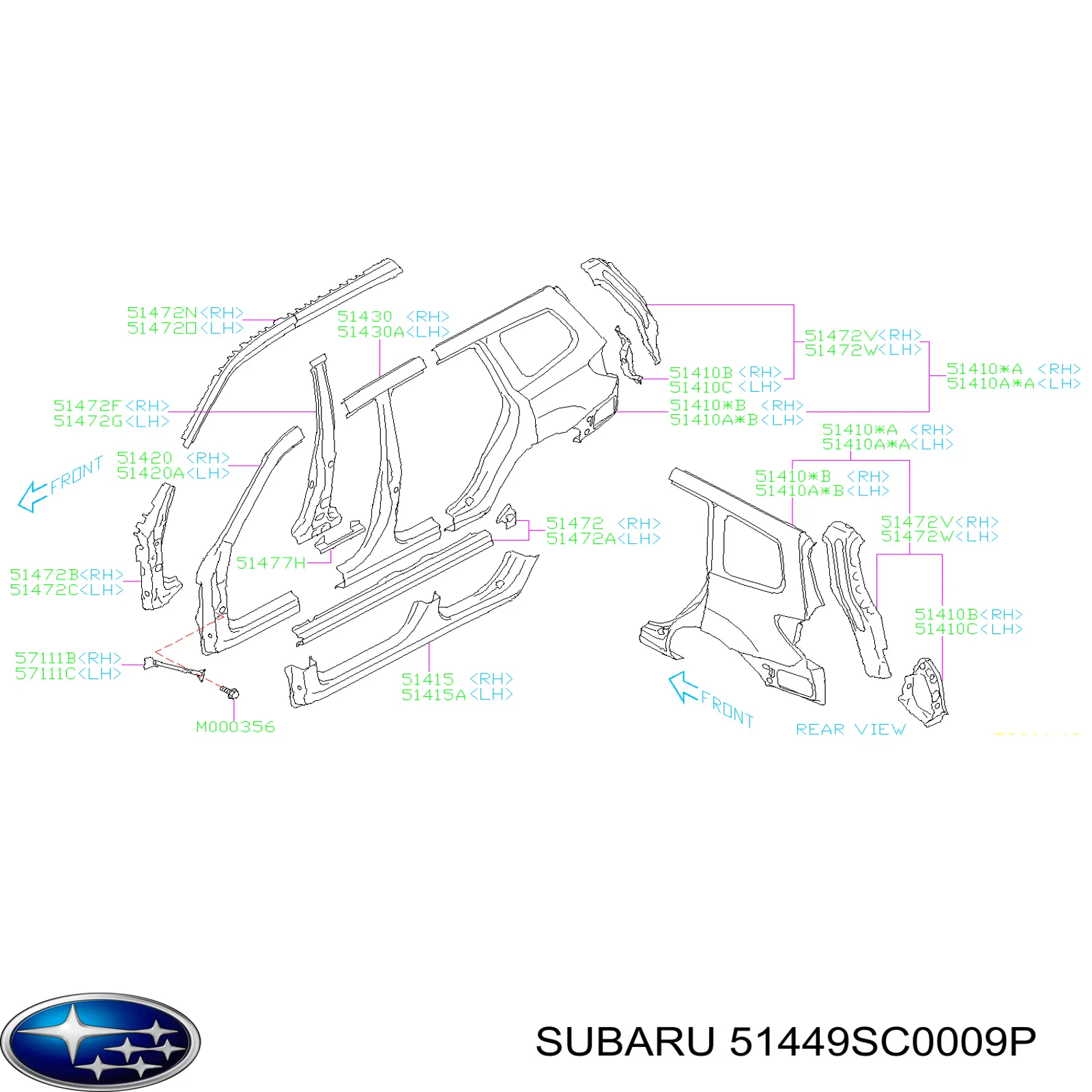 Acesso externo direito para Subaru Forester III S12, SH