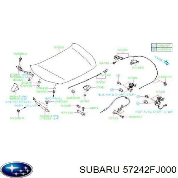 Fixador de suporte da capota Subaru 57242FJ000 preço, a partir de 3,30 USD