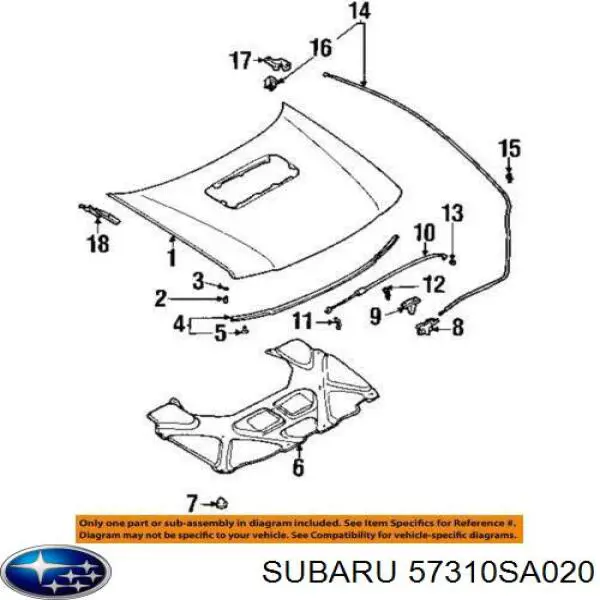Fecho da capota Subaru Forester I S10, SF