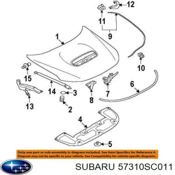 Fecho da capota Subaru 57310SC011 preço, a partir de 54,58 USD