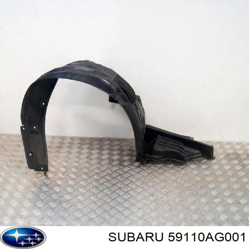 59110AG001 Subaru Guarda-barras direito do pára-lama dianteiro