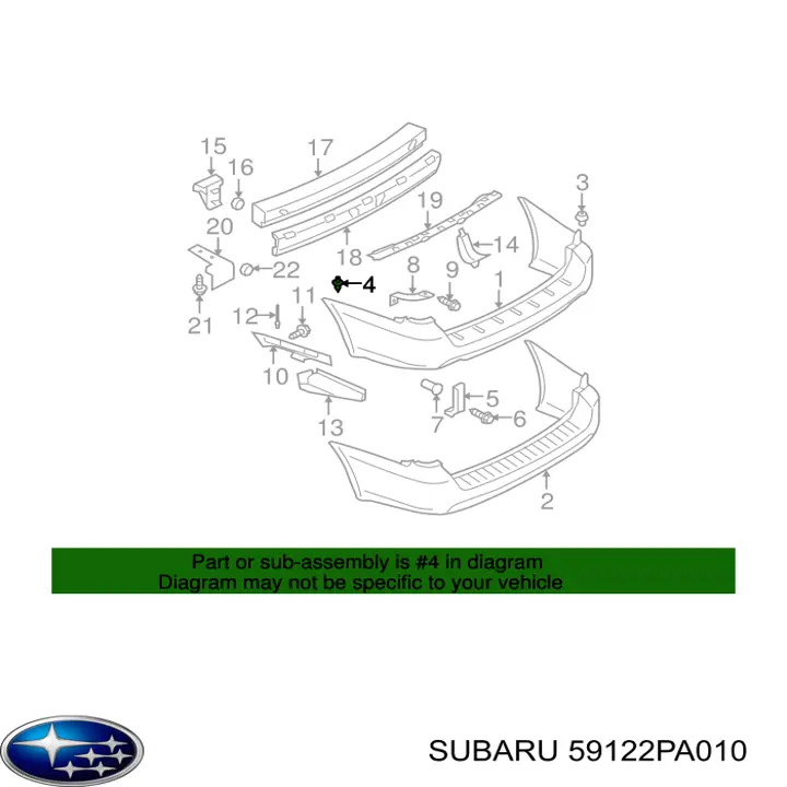 59122PA010 Subaru Cápsula (prendedor) de fixação do pára-choque dianteiro