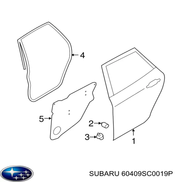 Porta traseira direita Subaru 60409SC0019P preço, a partir de 243,89 USD
