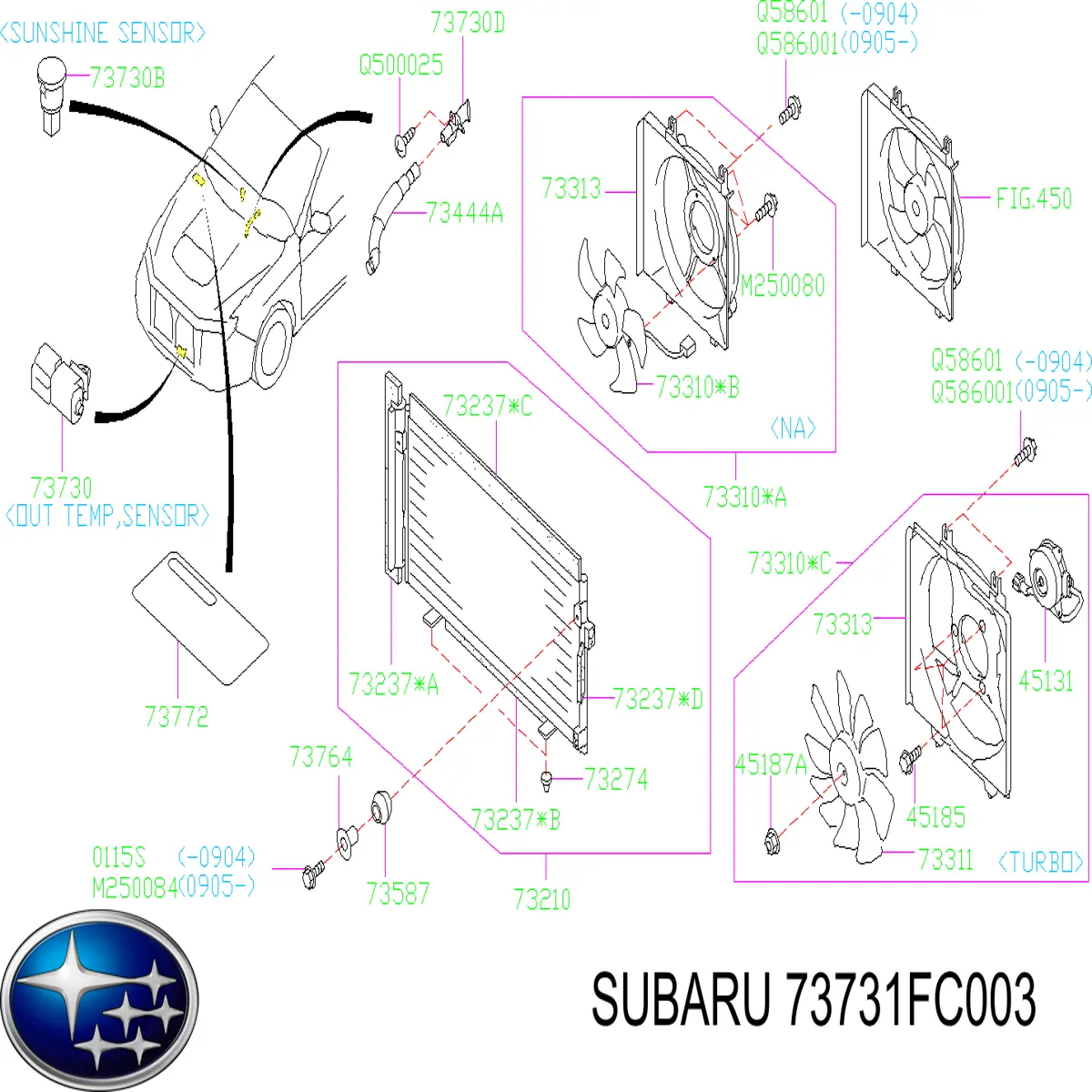 73731FC000 Subaru Sensor de temperatura do meio ambiente