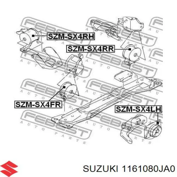 Coxim (suporte) direito de motor Suzuki 1161080JA0 preço, a partir de 25,64 USD