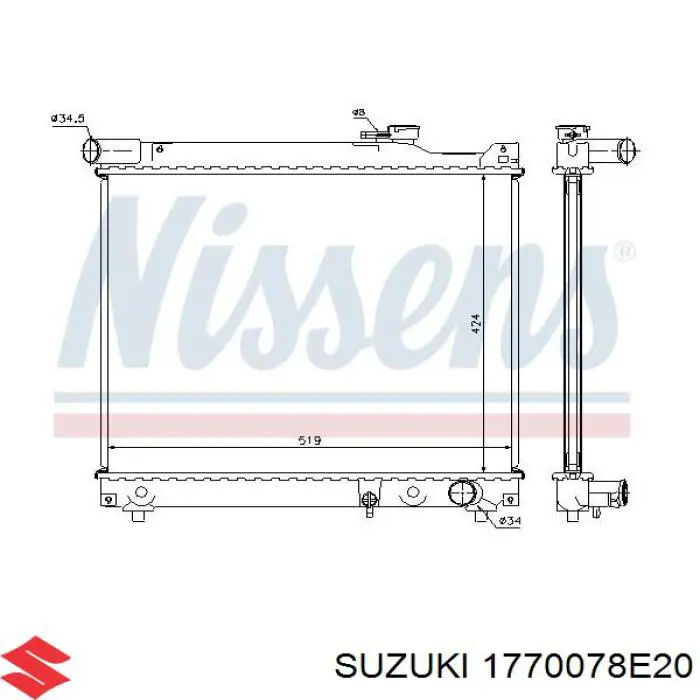 Radiador de esfriamento de motor Suzuki 1770078E20 preço, a partir de 127,92 USD