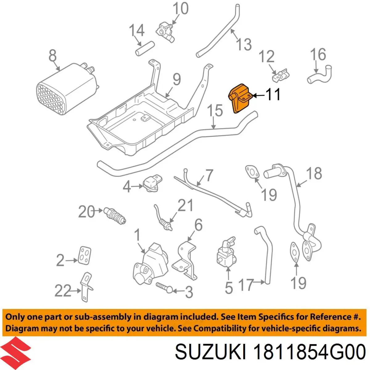 1811854G00 Suzuki Válvula PCV de ventilação dos gases de cárter