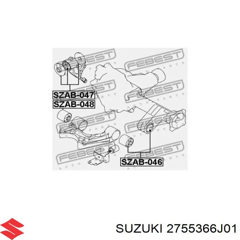 Compre 2755366J01 Suzuki Bloco silencioso dianteiro de travessa de fixação de redutor dianteiro