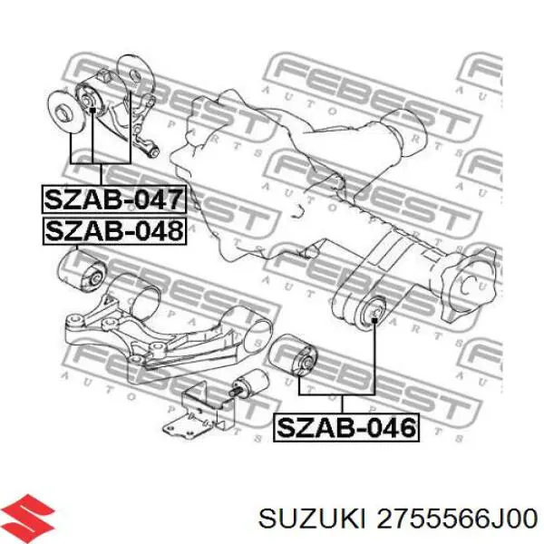 Compre 2755566J00 Suzuki Bloco silencioso esquerdo de travessa de fixação de redutor dianteiro