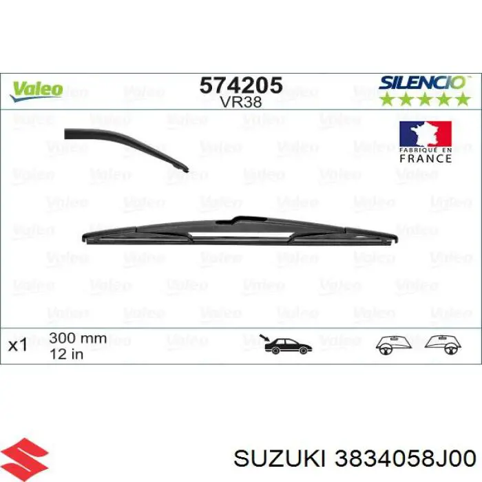 3834058J00 Suzuki Limpa-pára-brisas de vidro traseiro