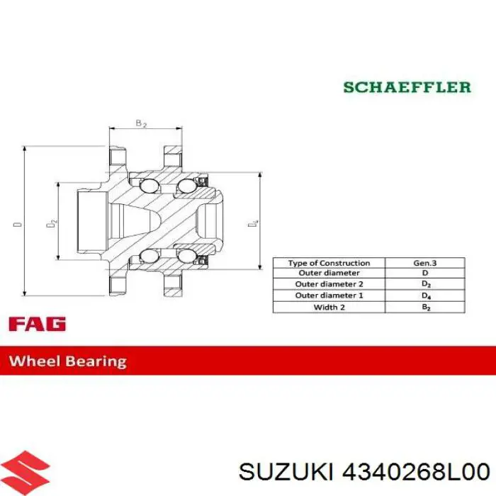 4340268L00 Suzuki Cubo traseiro