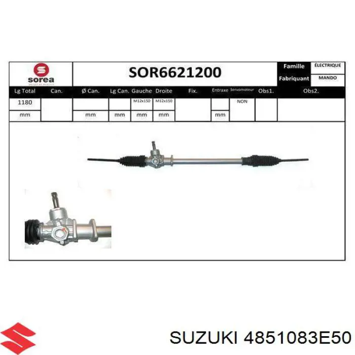 Cremalheira da direção Suzuki 4851083E50 preço, a partir de  USD