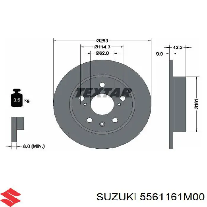 5561161M00 Suzuki Disco do freio traseiro