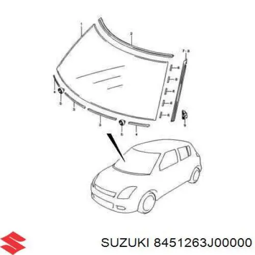 8451263J00 Suzuki Moldura superior de pára-brisas