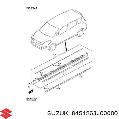 Moldura superior de pára-brisas Suzuki 8451263J00 preço, a partir de 12,44 USD