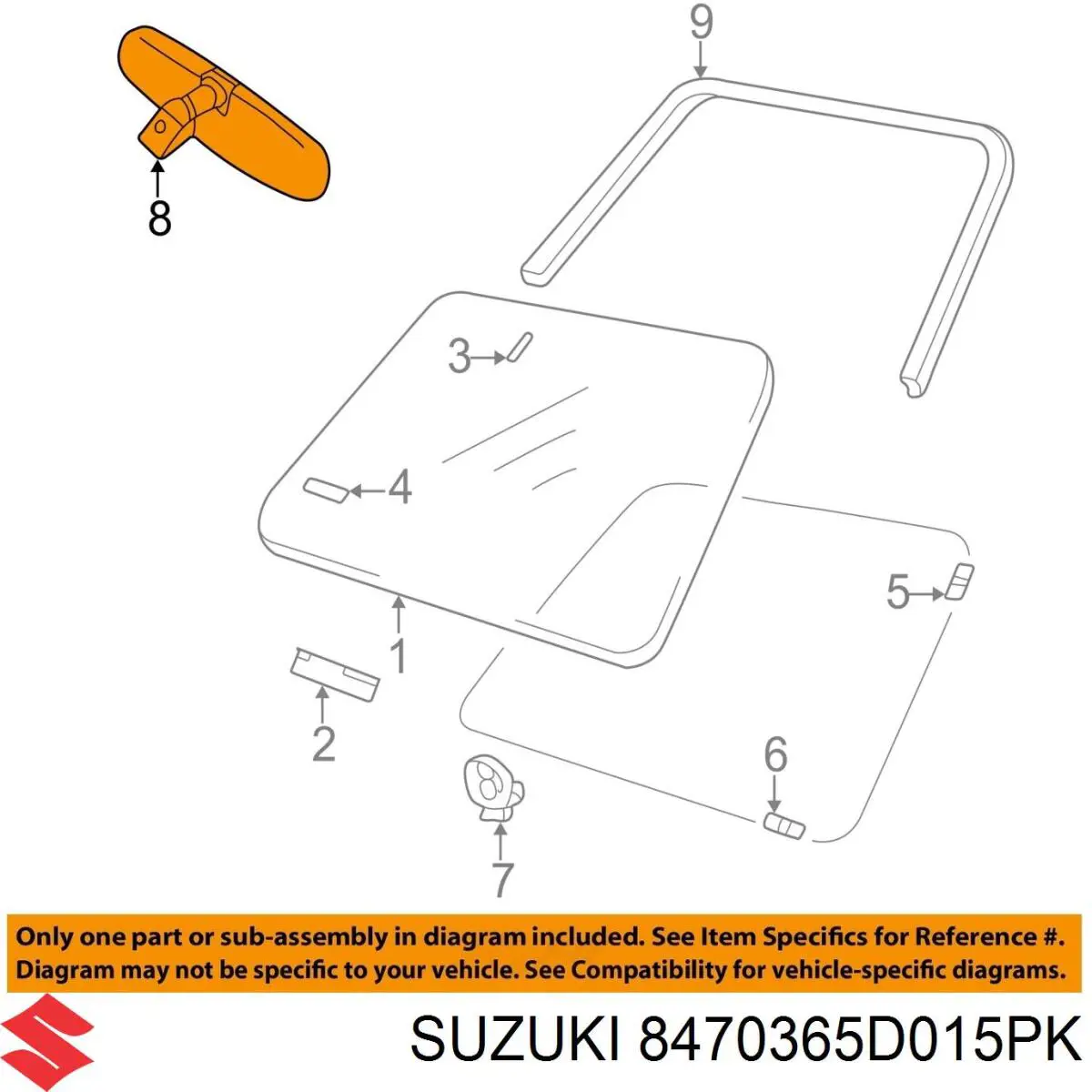 Espelho de salão interno Suzuki 8470365D015PK preço, a partir de 37,46 USD