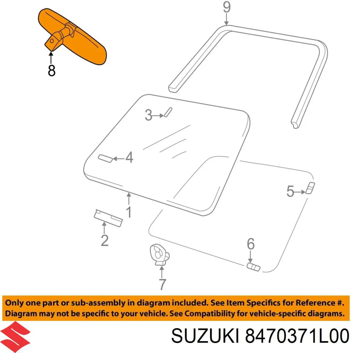 Espelho de salão interno Suzuki 8470371L00 preço, a partir de 64,45 USD
