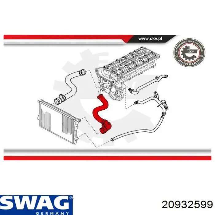 Compre 20932599 Swag Mangueira (cano derivado) do radiador de esfriamento superior