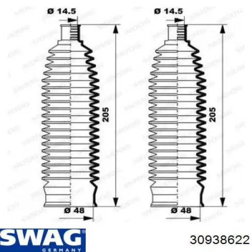 Compre 30938622 Swag Bota de proteção do mecanismo de direção (de cremalheira)