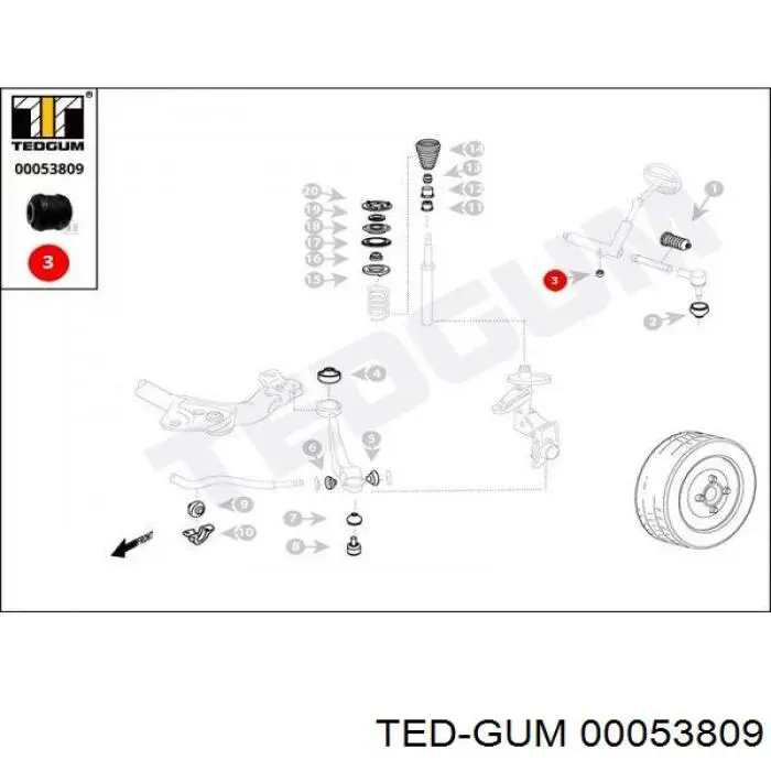 Tração de direção montada esquerda Ted-gum 00053809 preço, a partir de 12,88 USD