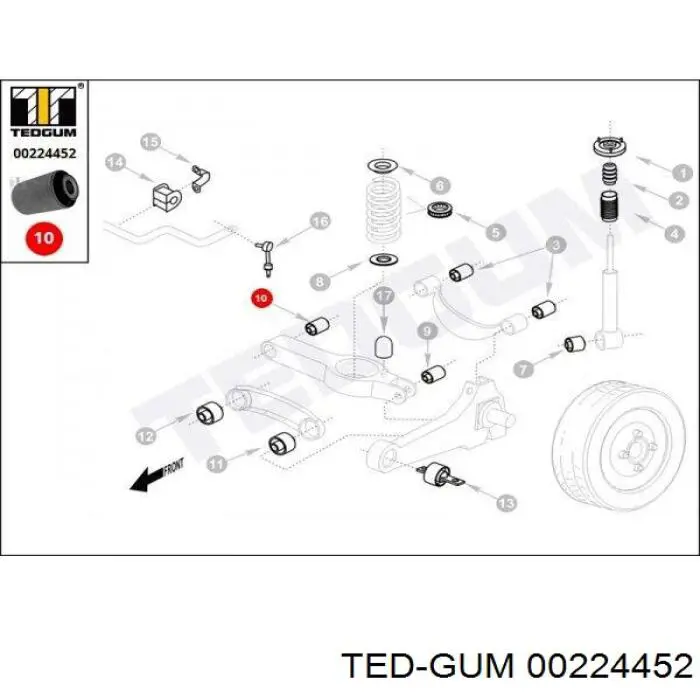 Bloco silencioso do braço oscilante inferior traseiro Ted-gum 00224452 preço, a partir de 6,83 USD