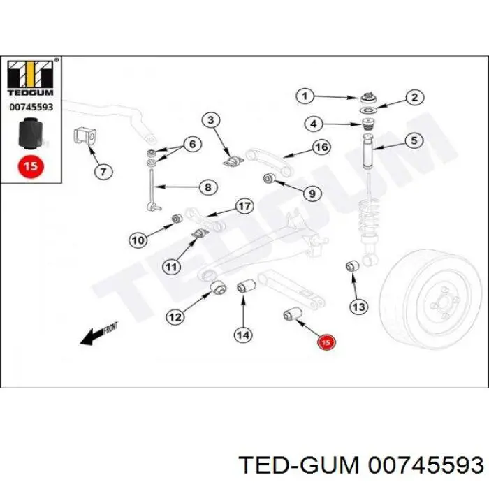 Bloco silencioso do braço oscilante inferior traseiro Ted-gum 00745593 preço, a partir de 8,81 USD
